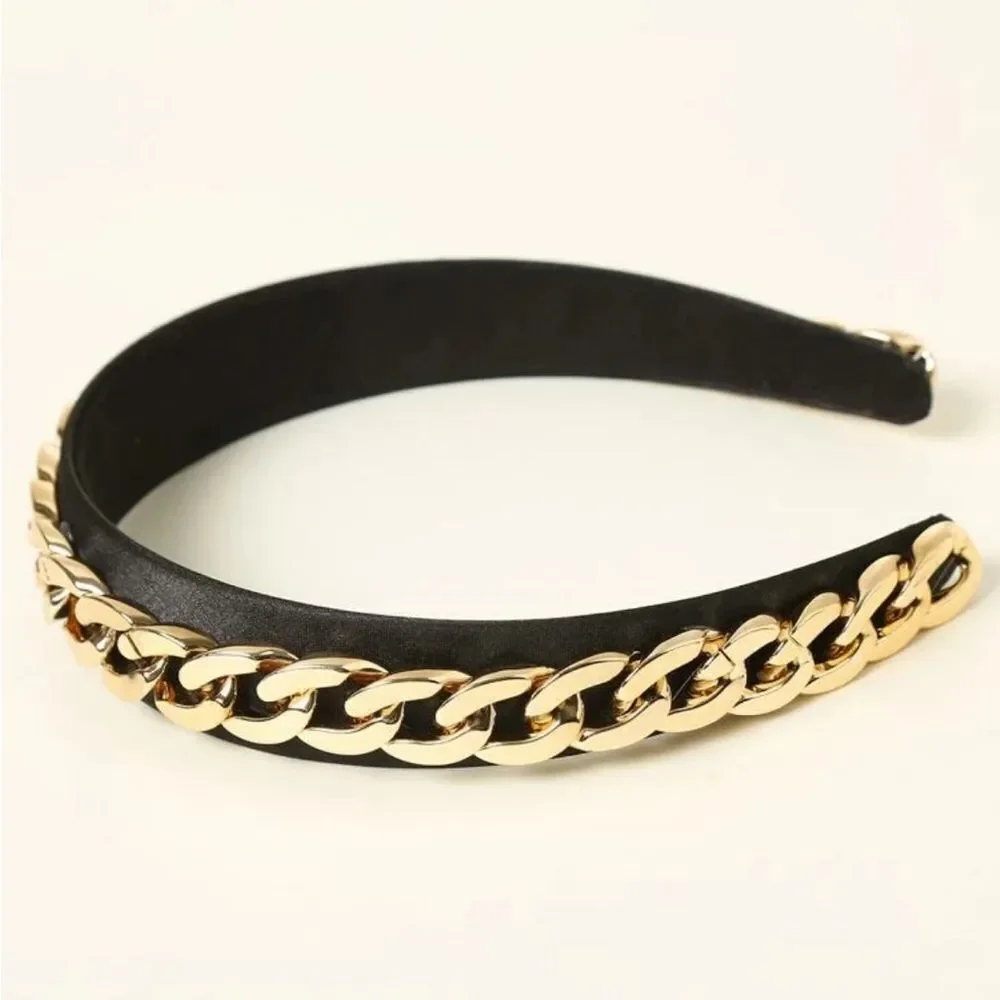Black and gold metal‎ chain hairband